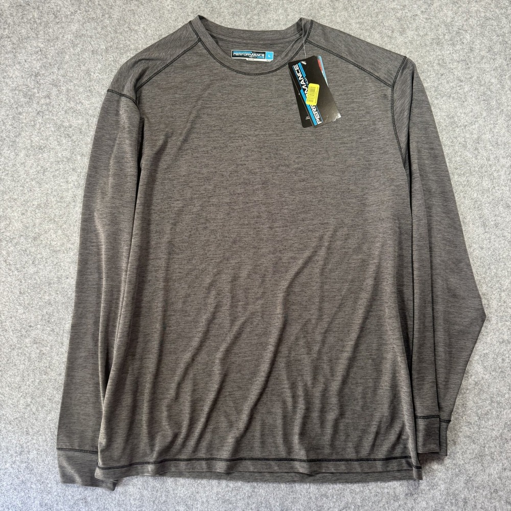 Roundtree & Yorke Performance Shirt Large Gray Heathered Moisture Wicking NWT
